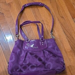 Coach Ashley Dotted OpArt Rich Purple Satchel